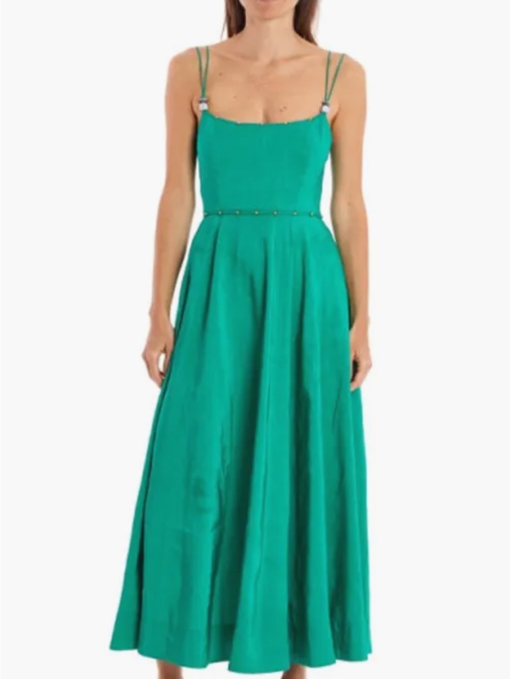 La Ligne Emerald Green Double-Strap Maxi Dress